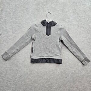 Ivivva Girls‎ Sweater 8 Gray Drills and Frills 1/4 Zip Hoodie Pockets